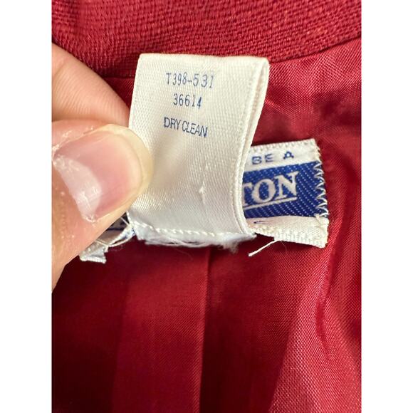 Pendleton Size 14 Classic Linen Blend Career Notched Button Top Red Short Sleeve - Picture 7 of 8